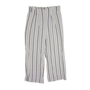 Indigo Rising Pants Cropped Striped Linen Cotton Blend Size M Womens